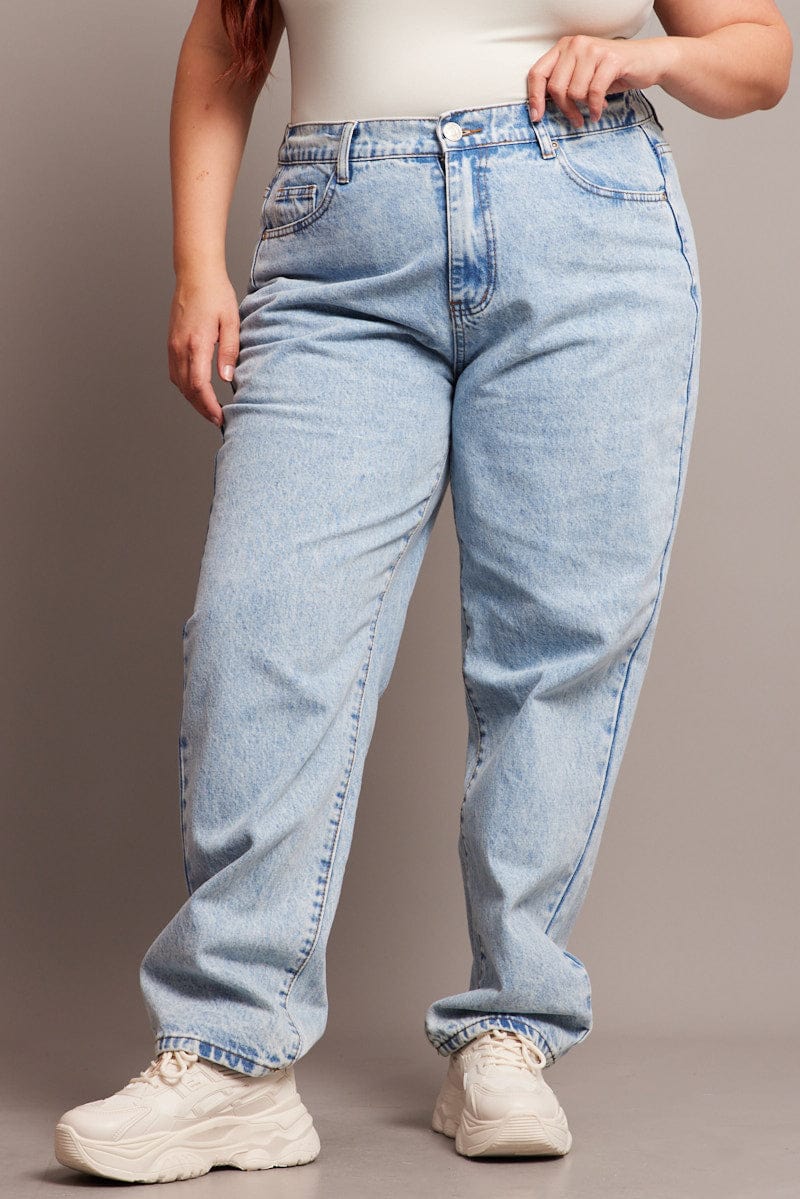 Denim Mom Jeans High Rise Acid Wash for YouandAll Fashion