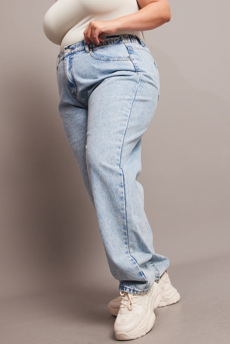 Denim Mom Jeans High Rise Acid Wash for YouandAll Fashion