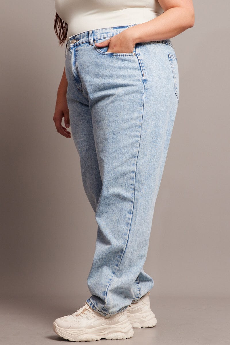 Denim Mom Jeans High Rise Acid Wash for YouandAll Fashion