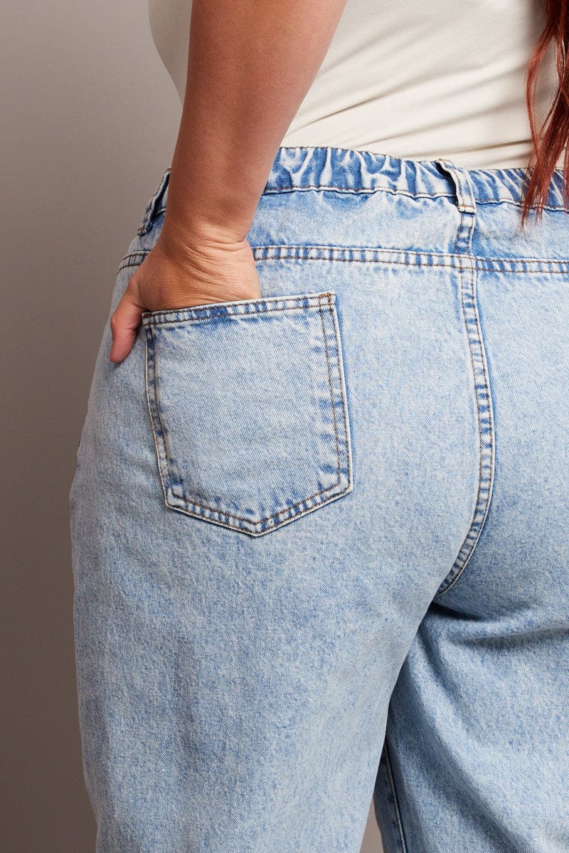 Denim Mom Jeans High Rise Acid Wash for YouandAll Fashion