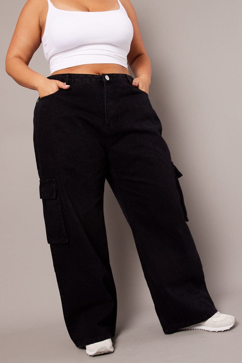 Black Cargo Jeans High Rise for YouandAll Fashion