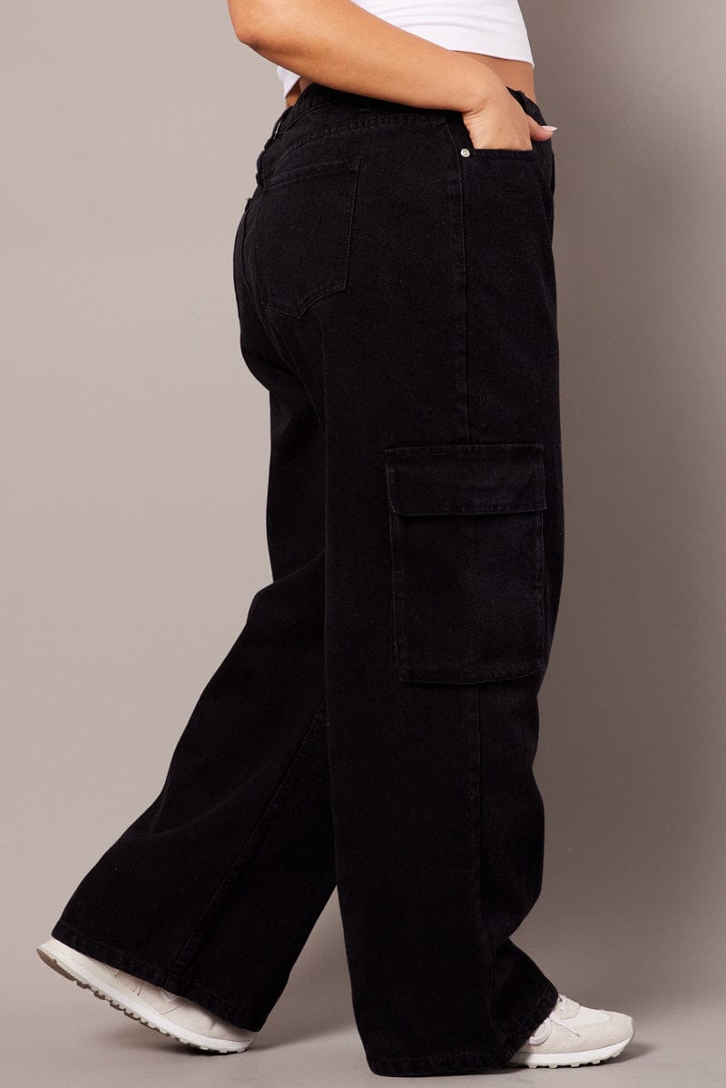 Black Cargo Jeans High Rise for YouandAll Fashion