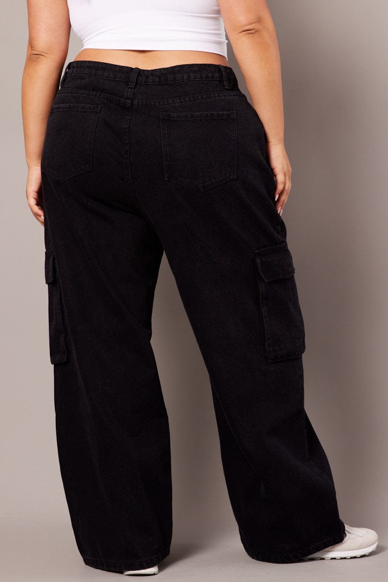 Black Cargo Jeans High Rise for YouandAll Fashion