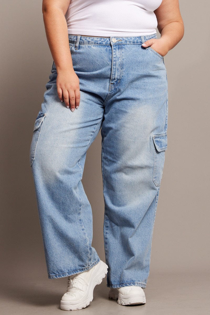 Denim Cargo Jeans High Rise for YouandAll Fashion