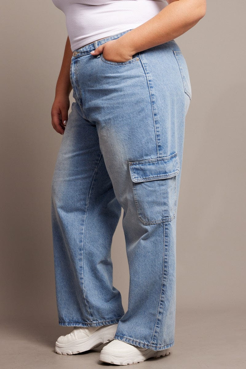 Denim Cargo Jeans High Rise for YouandAll Fashion