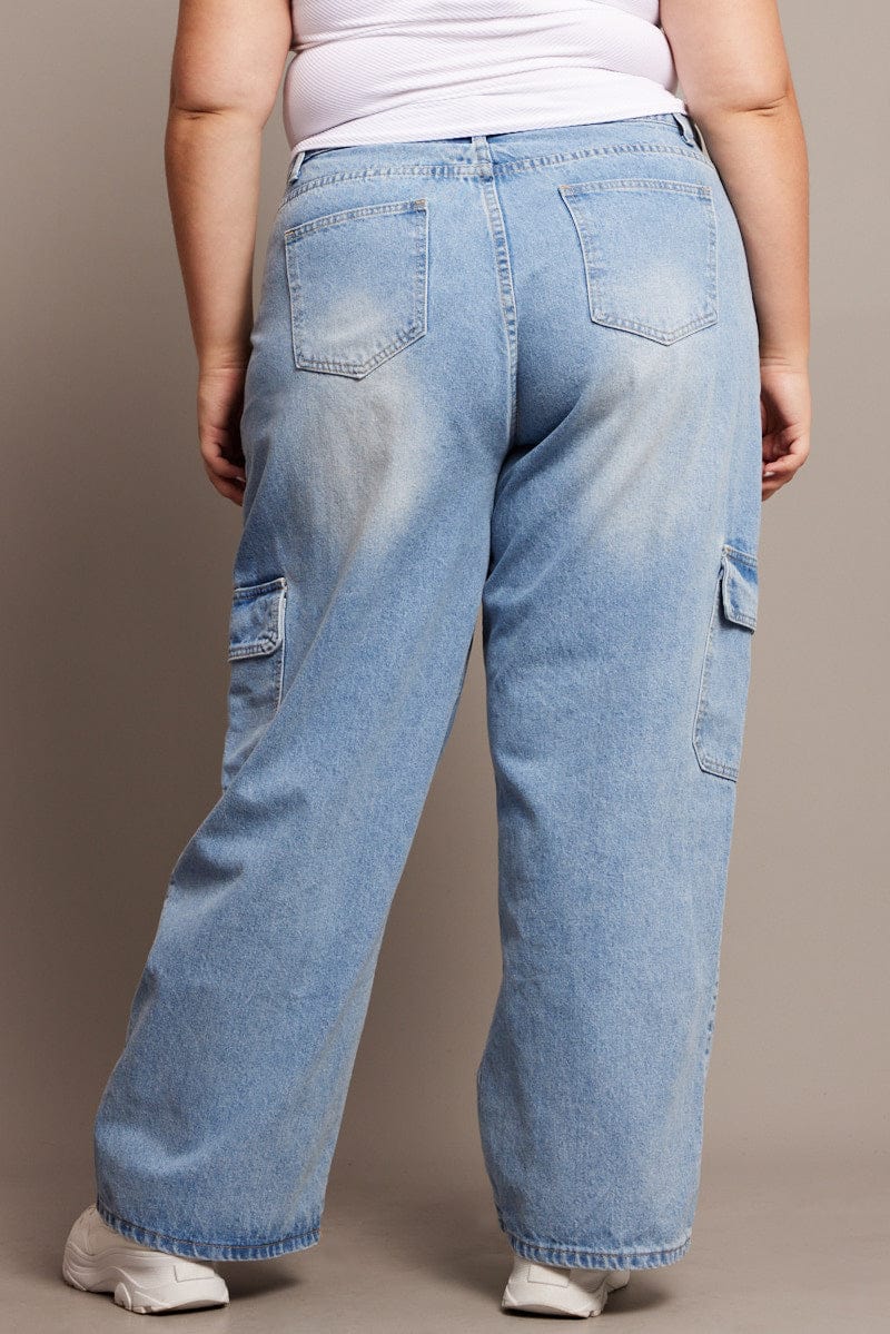 Denim Cargo Jeans High Rise for YouandAll Fashion