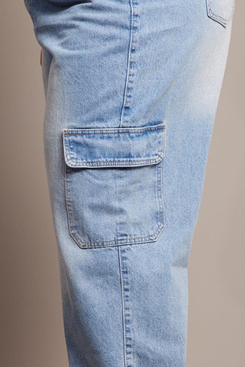 Denim Cargo Jeans High Rise for YouandAll Fashion