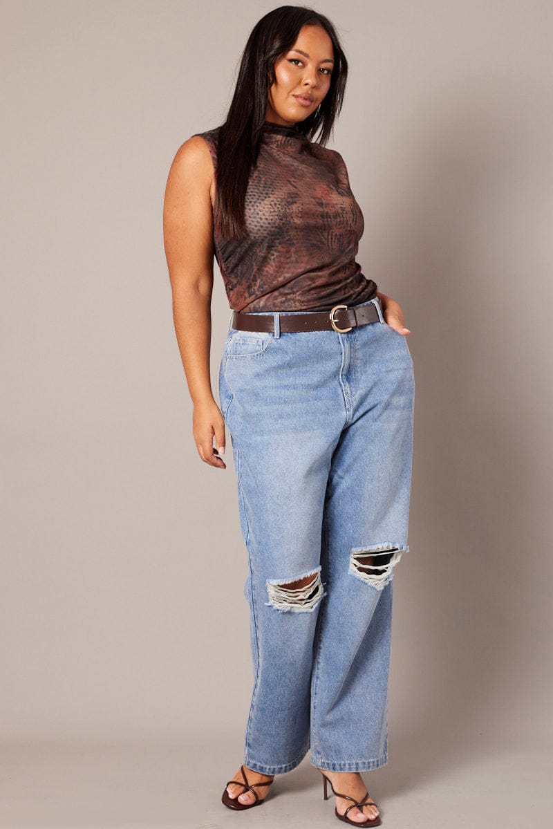 Denim Straight Jeans Mid Rise for YouandAll Fashion