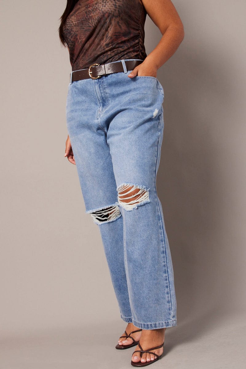 Denim Straight Jeans Mid Rise for YouandAll Fashion