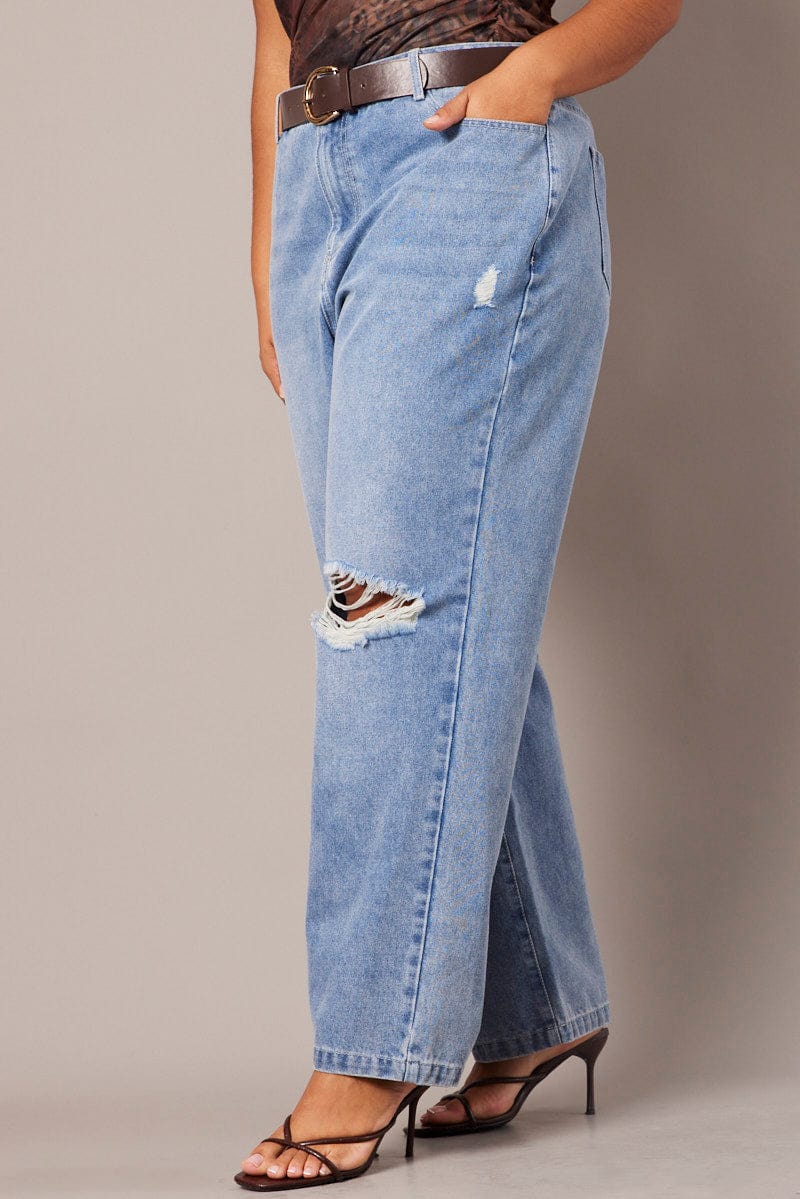 Denim Straight Jeans Mid Rise for YouandAll Fashion