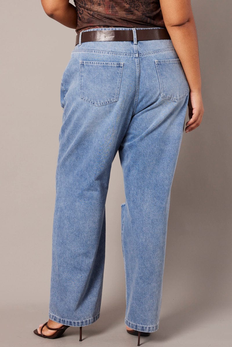 Denim Straight Jeans Mid Rise for YouandAll Fashion