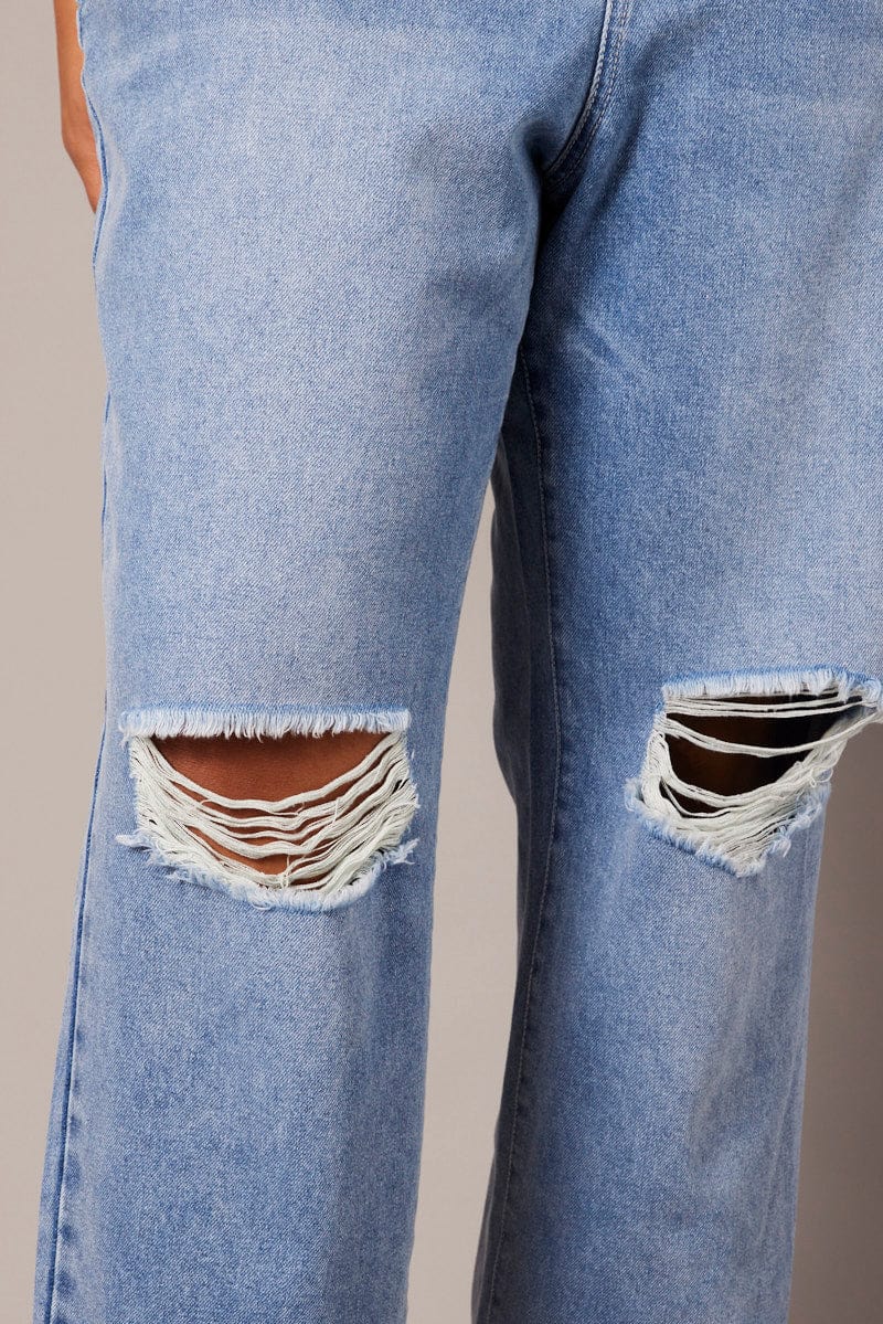 Denim Straight Jeans Mid Rise for YouandAll Fashion