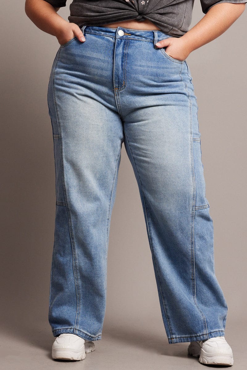 Denim Baggy Jeans Mid Rise for YouandAll Fashion