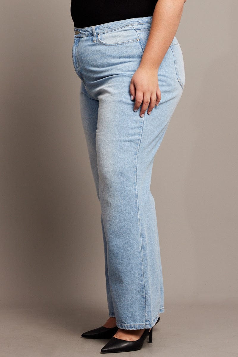 Denim Wide Leg Jeans High Rise Acid Wash for YouandAll Fashion