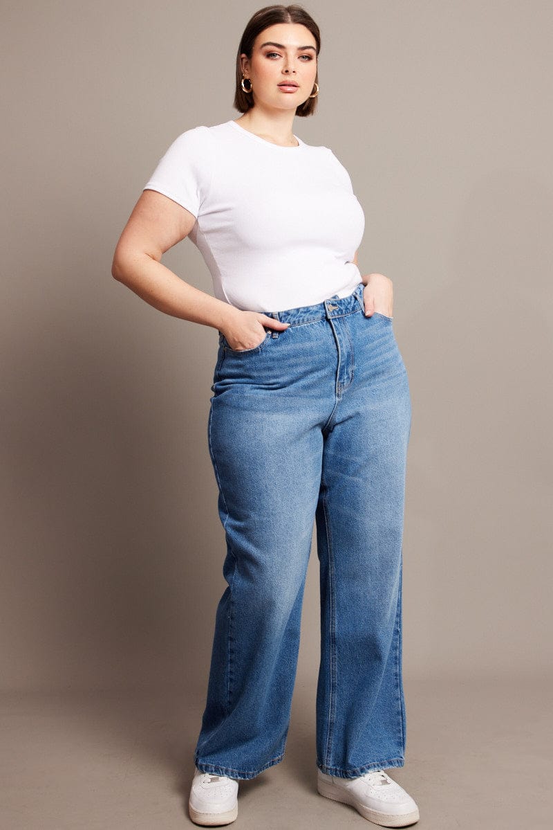 Denim Wide Leg Jeans High Rise for YouandAll Fashion