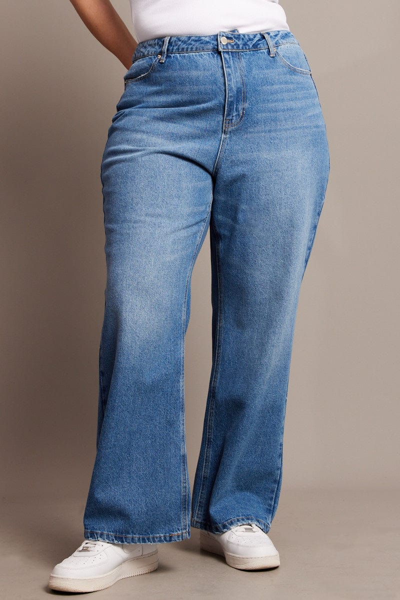 Denim Wide Leg Jeans High Rise for YouandAll Fashion