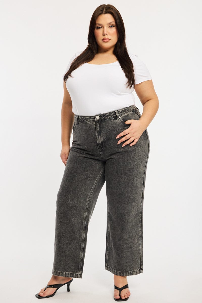 Grey Baggy Jeans High Rise for YouandAll Fashion