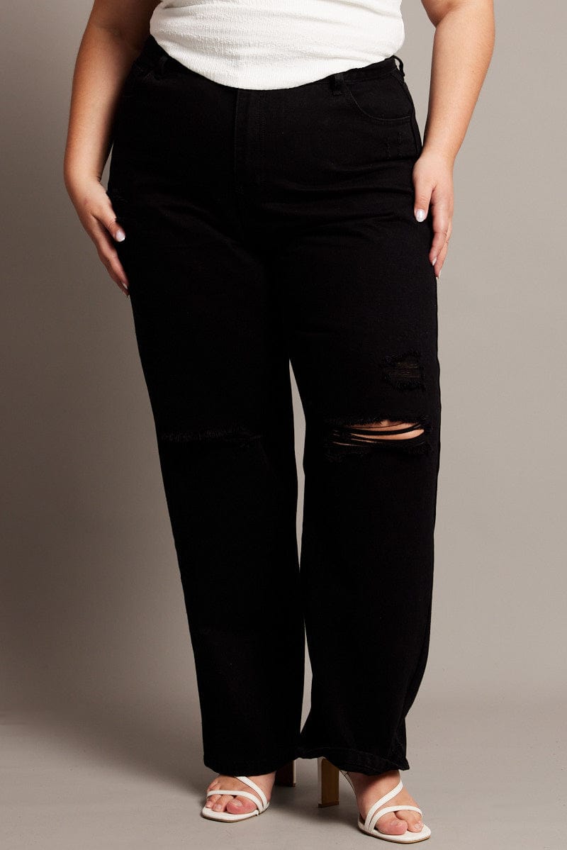 Black Baggy Jeans High rise for YouandAll Fashion