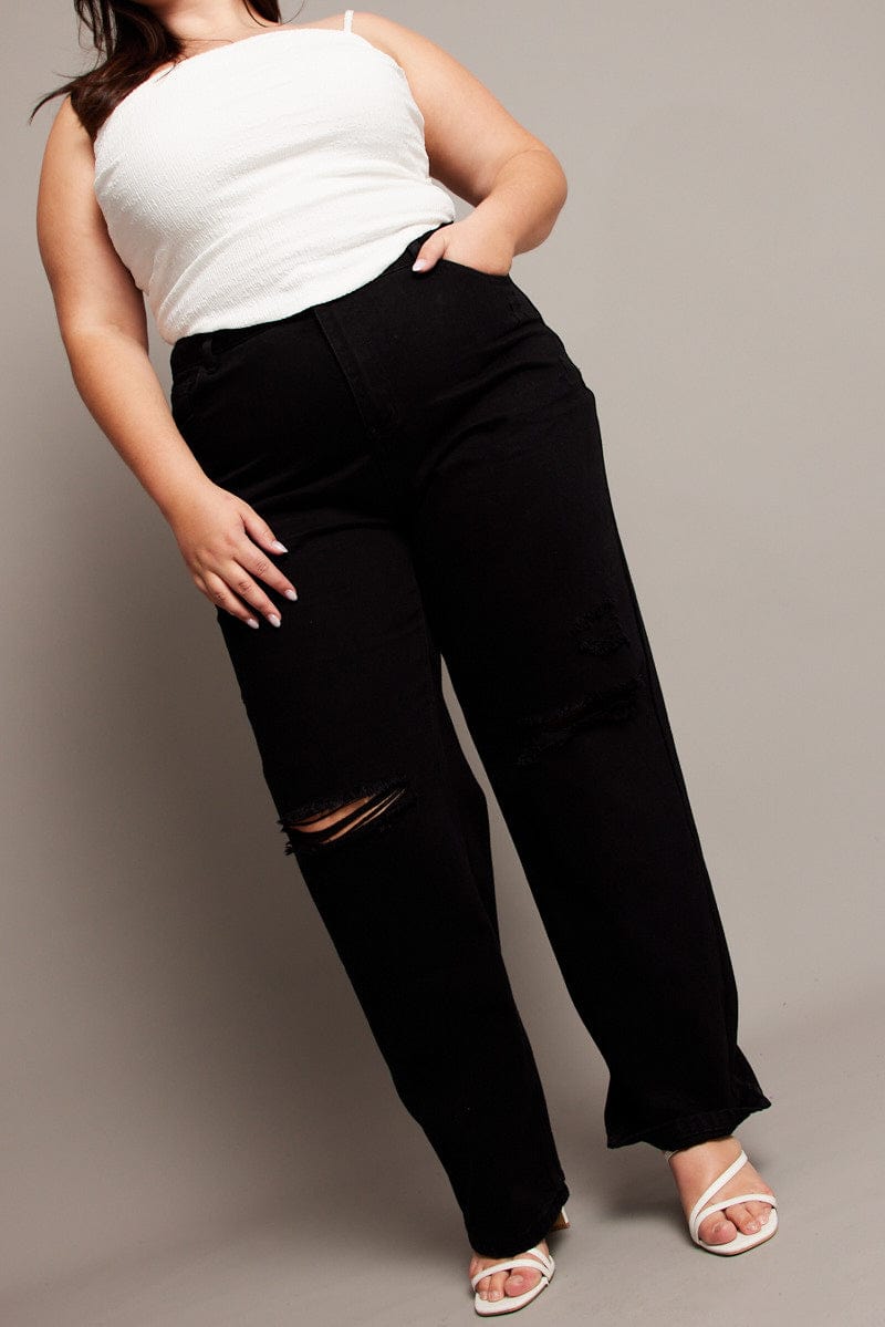 Black Baggy Jeans High rise for YouandAll Fashion