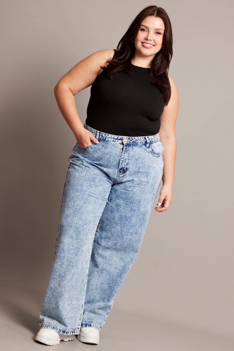 Denim Wide Leg Jeans High Rise for YouandAll Fashion