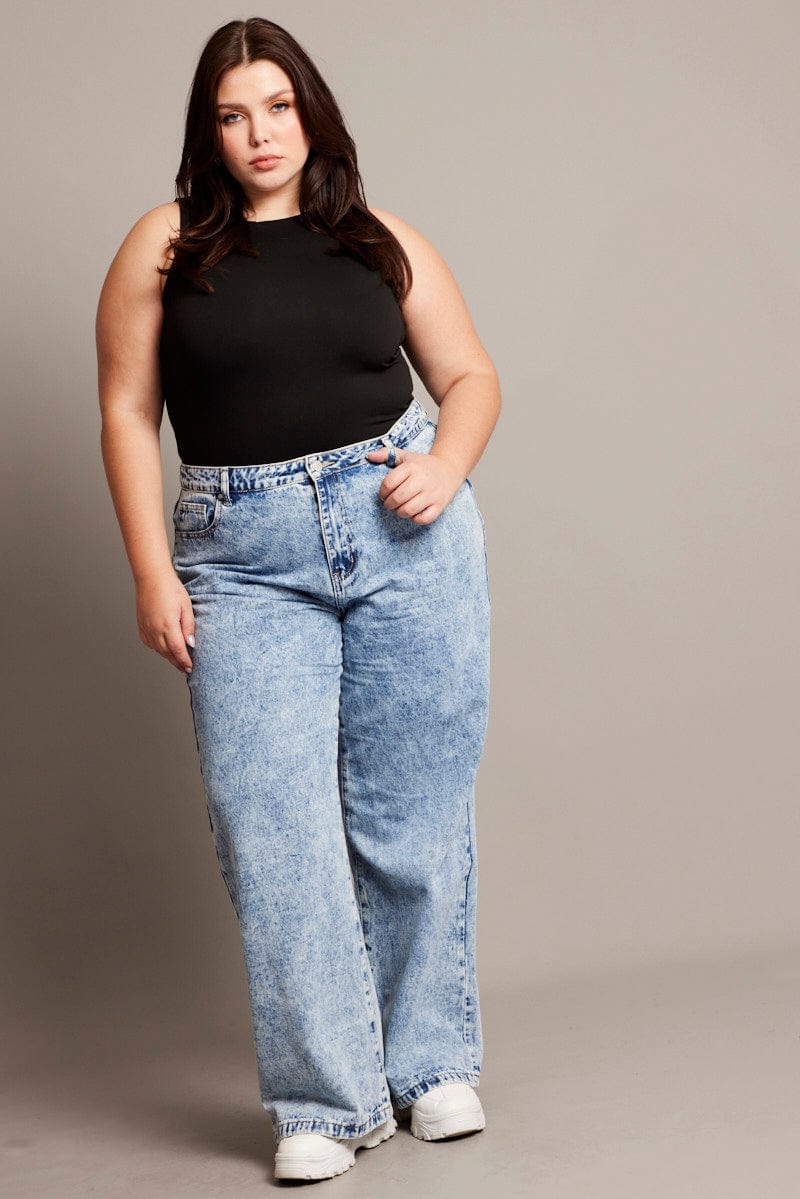 Denim Wide Leg Jeans High Rise for YouandAll Fashion