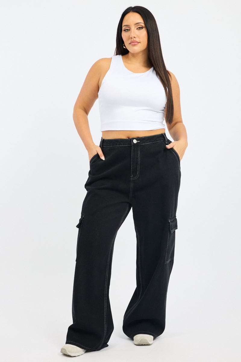 Black Cargo Jeans High Rise for YouandAll Fashion