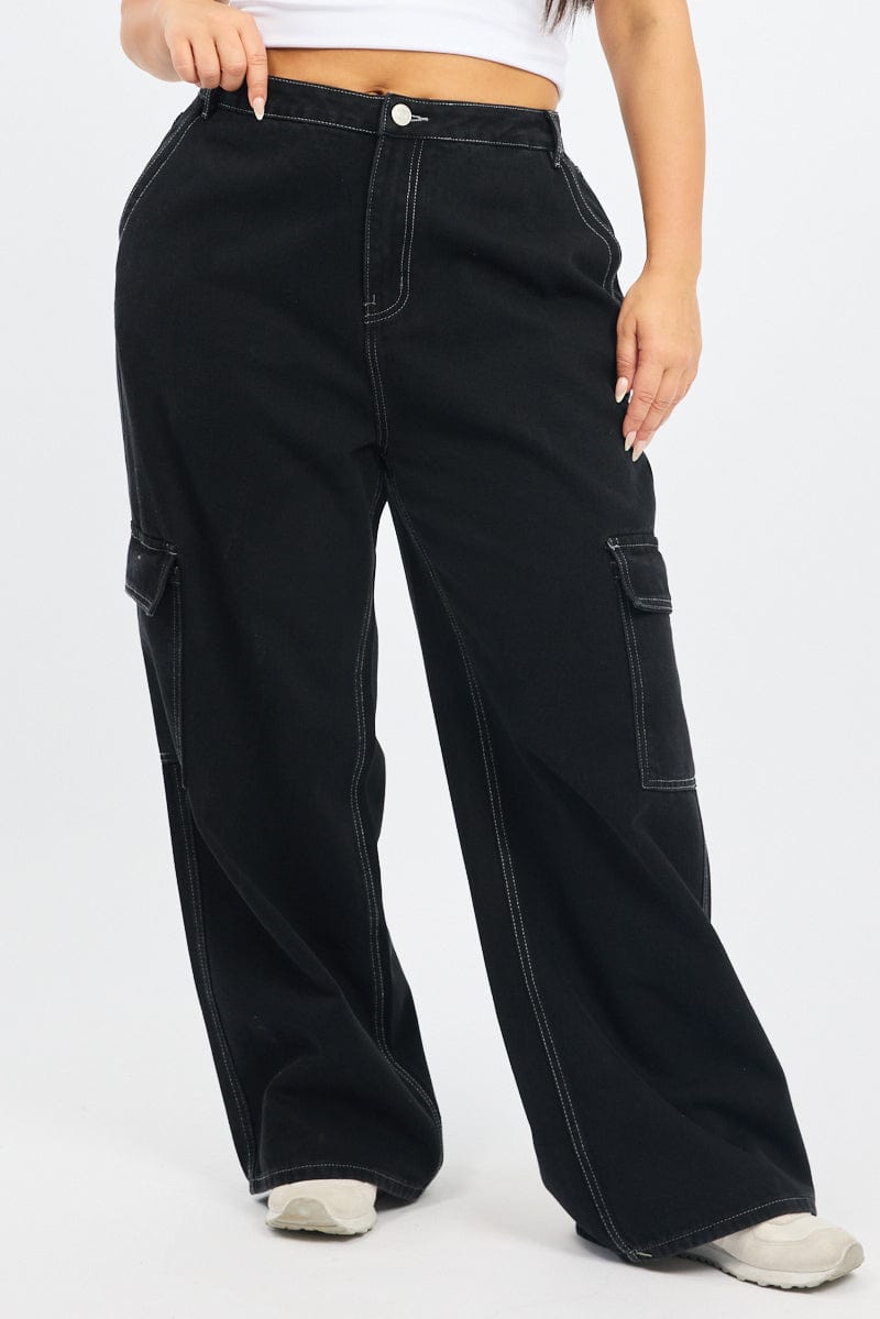 Black Cargo Jeans High Rise for YouandAll Fashion