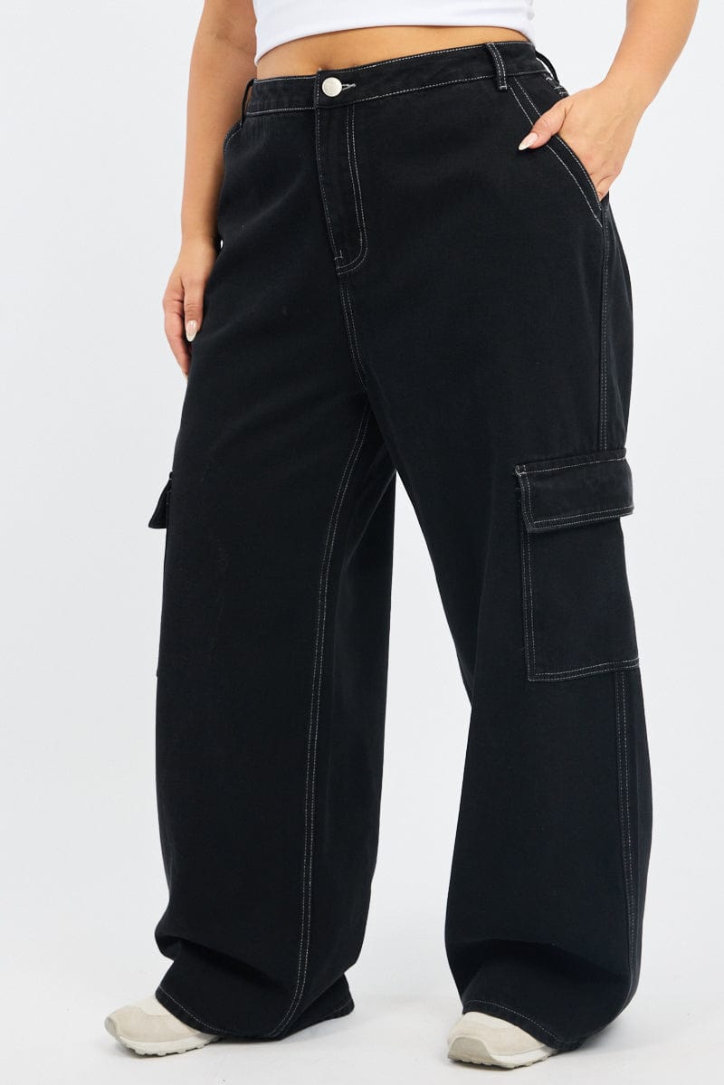 Black Cargo Jeans High Rise for YouandAll Fashion