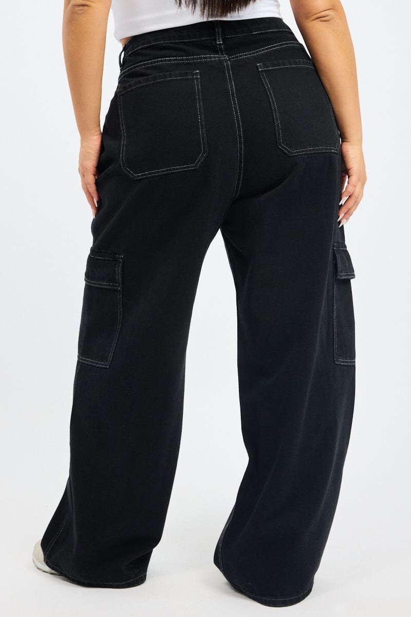 Black Cargo Jeans High Rise for YouandAll Fashion