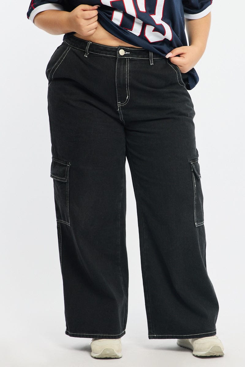 Black Cargo Jeans High Rise for YouandAll Fashion