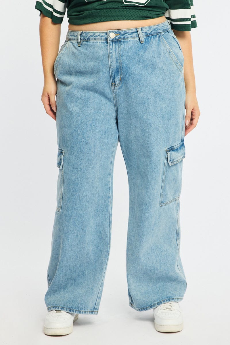 Denim Cargo Jeans High Rise for YouandAll Fashion