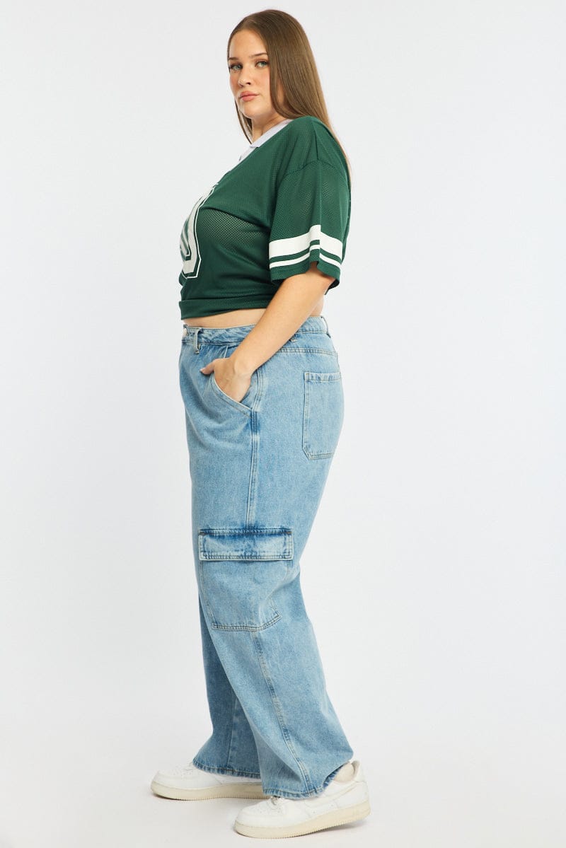 Denim Cargo Jeans High Rise for YouandAll Fashion