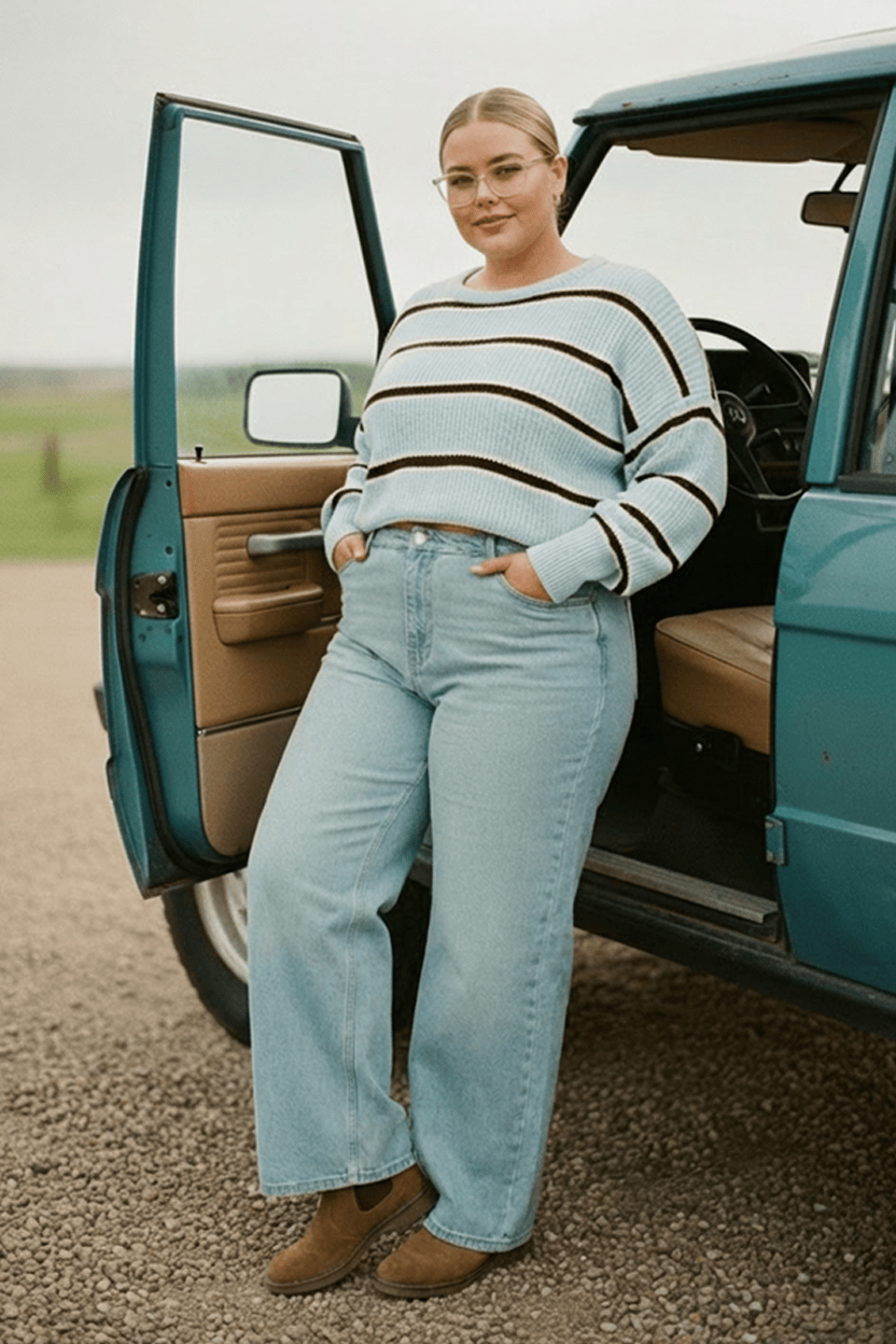 Denim Wide Leg Jeans Mid Rise for YouandAll Fashion