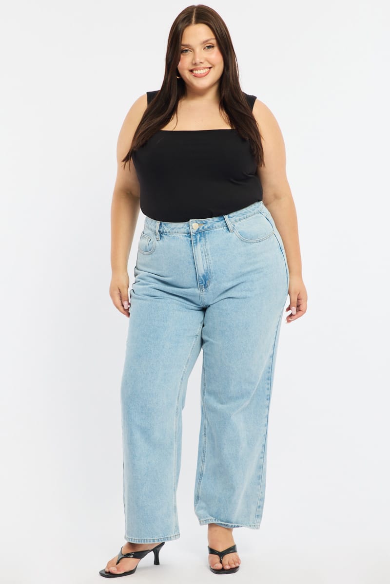 Denim Wide Leg Jeans Mid Rise for YouandAll Fashion