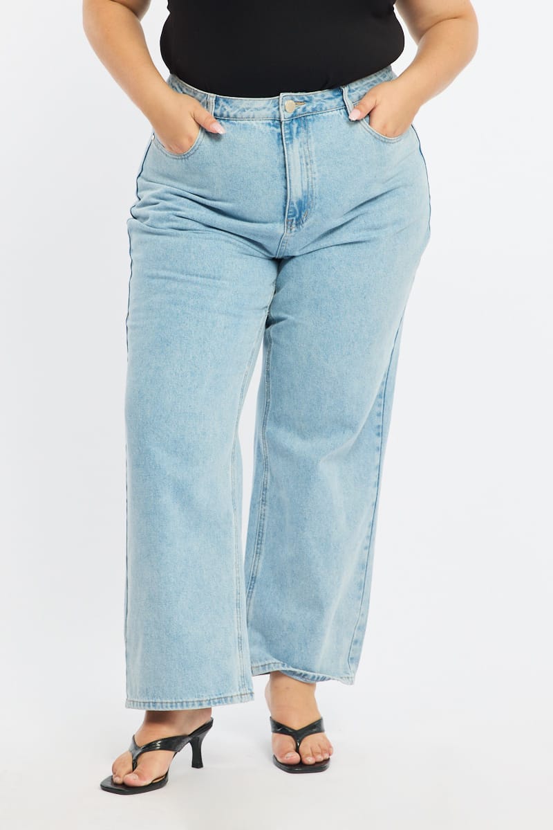 Denim Wide Leg Jeans Mid Rise for YouandAll Fashion