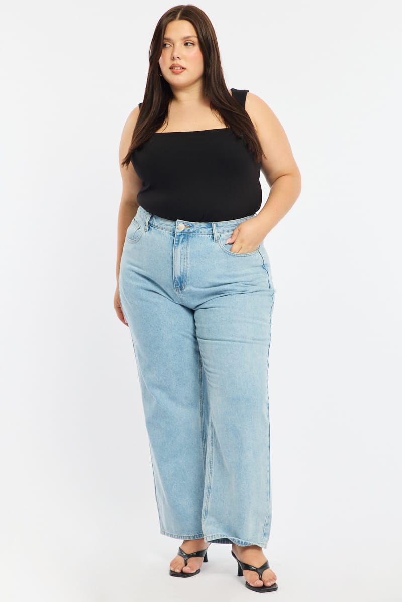 Denim Wide Leg Jeans Mid Rise for YouandAll Fashion