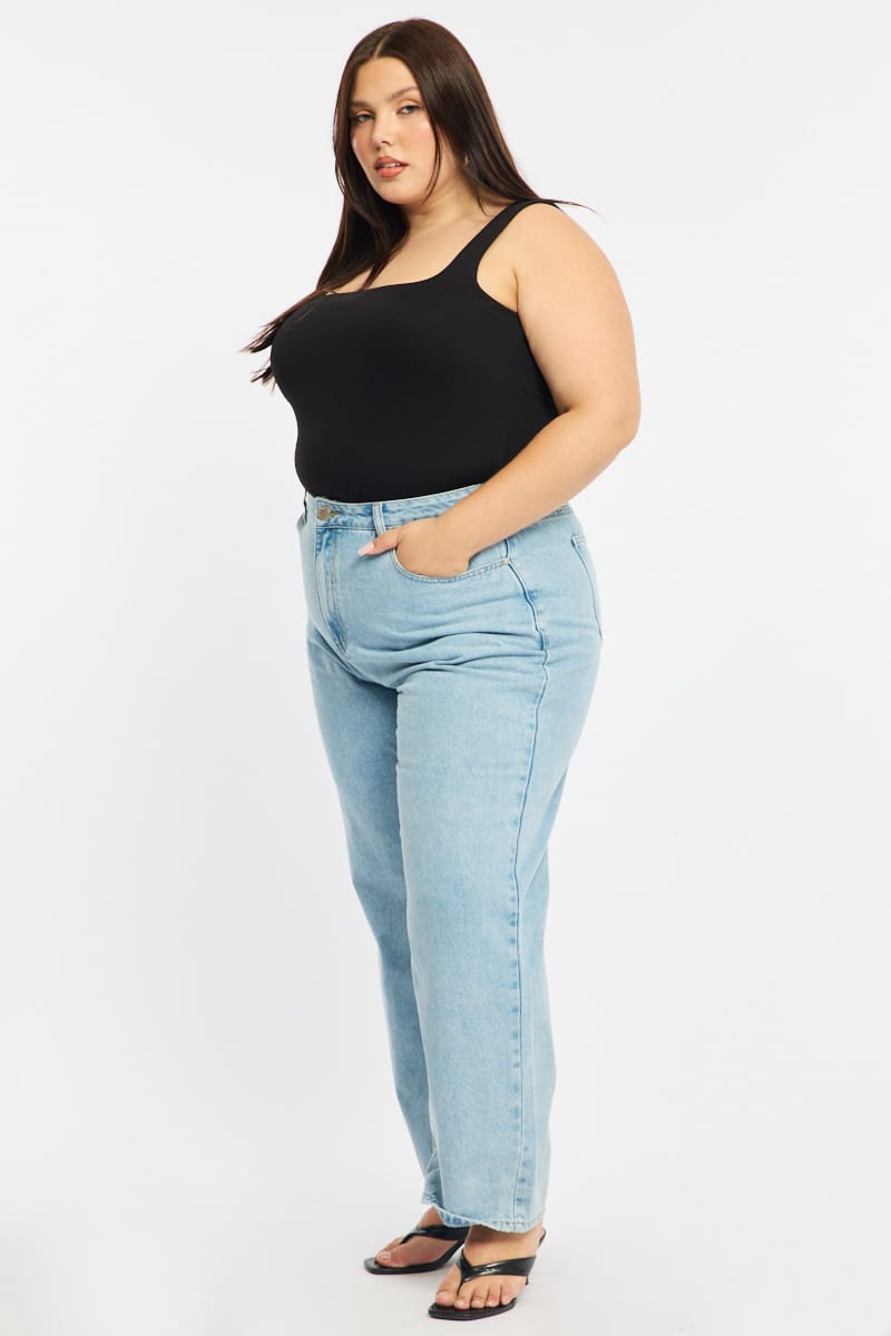 Denim Wide Leg Jeans Mid Rise for YouandAll Fashion