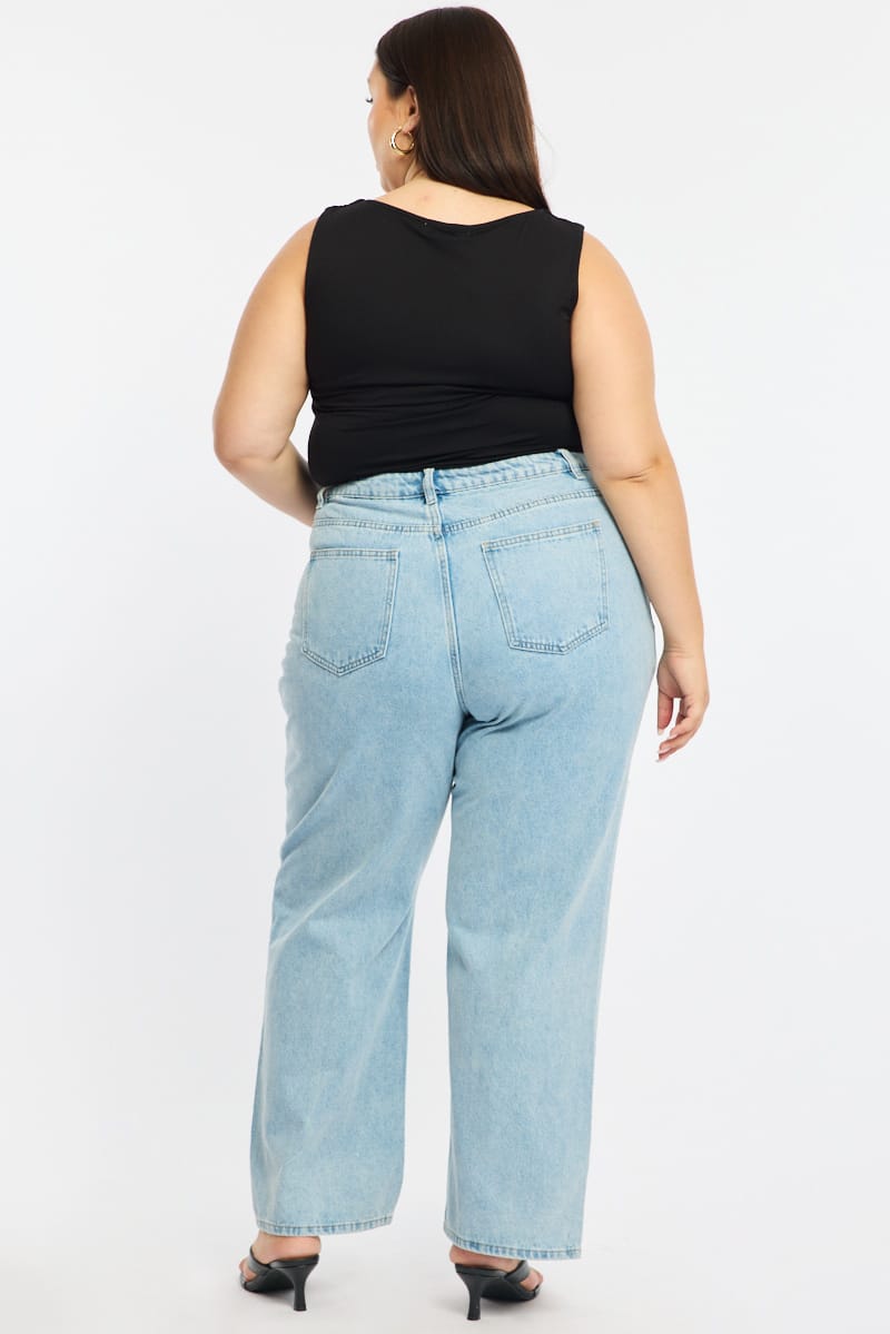 Denim Wide Leg Jeans Mid Rise for YouandAll Fashion
