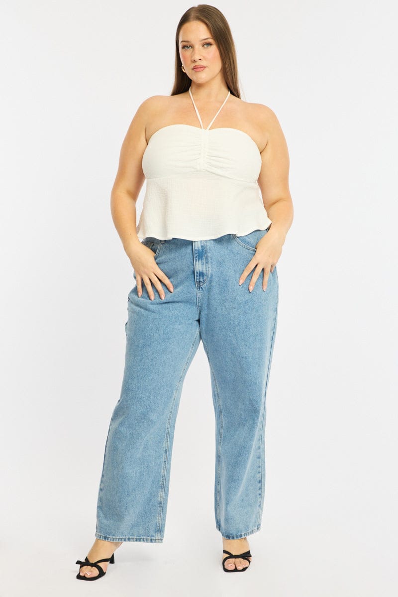 Denim Wide Leg Jeans Mid Rise for YouandAll Fashion