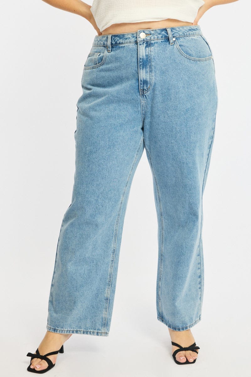 Denim Wide Leg Jeans Mid Rise for YouandAll Fashion
