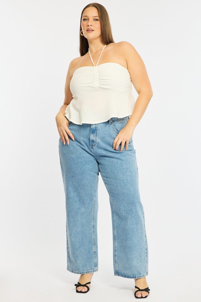 Denim Wide Leg Jeans Mid Rise for YouandAll Fashion