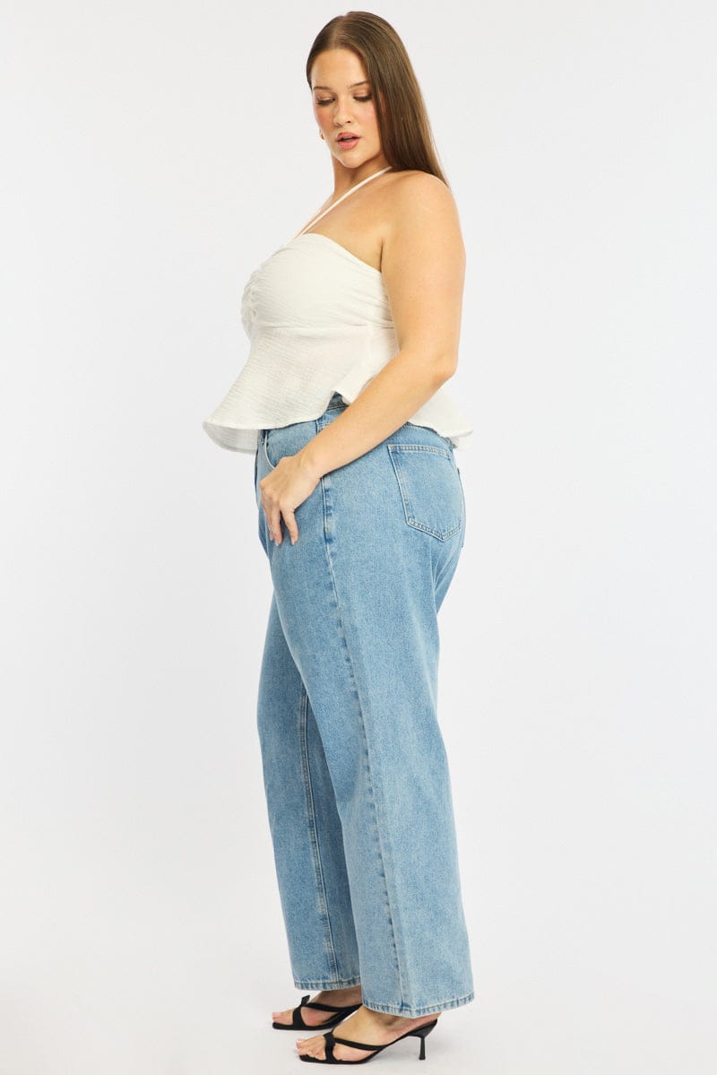 Denim Wide Leg Jeans Mid Rise for YouandAll Fashion
