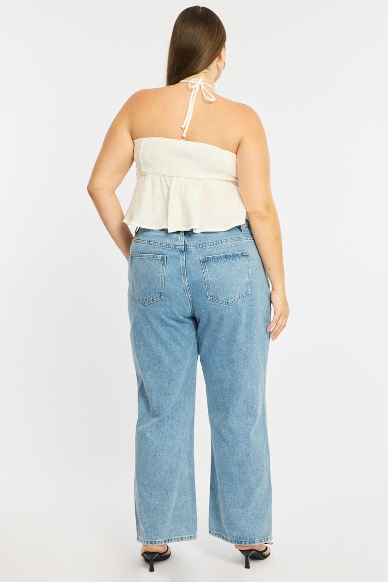 Denim Wide Leg Jeans Mid Rise for YouandAll Fashion