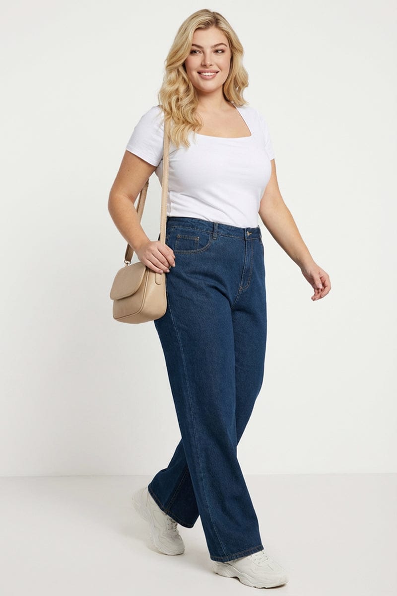 Denim Wide Leg Jeans Mid Rise for YouandAll Fashion