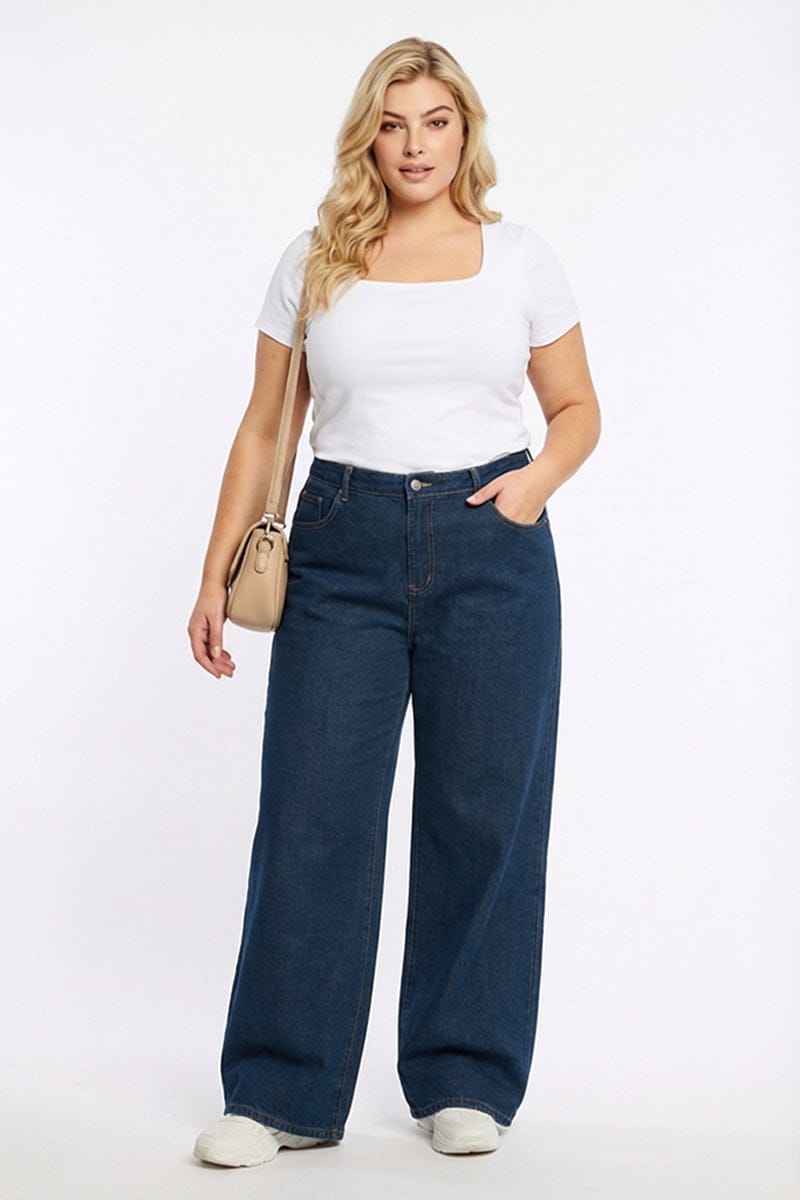 Denim Wide Leg Jeans Mid Rise for YouandAll Fashion