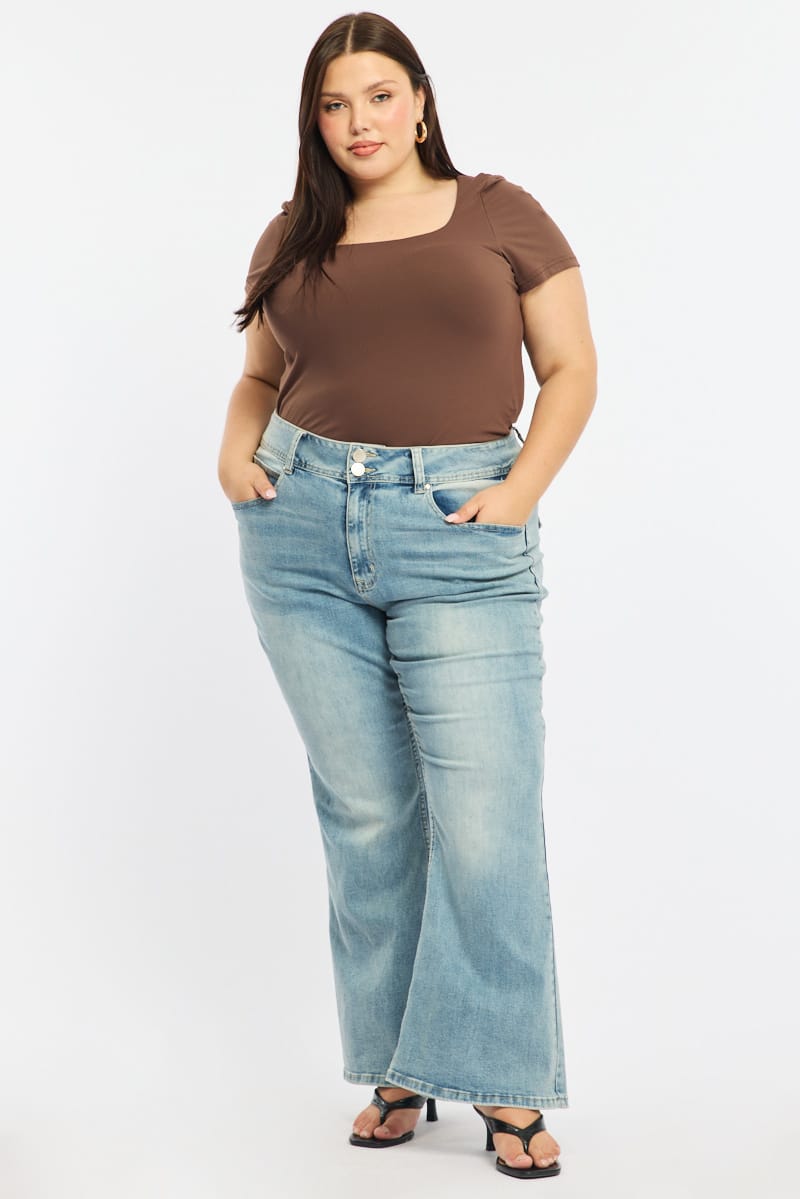Denim Boot Cut Jeans Mid Rise for YouandAll Fashion