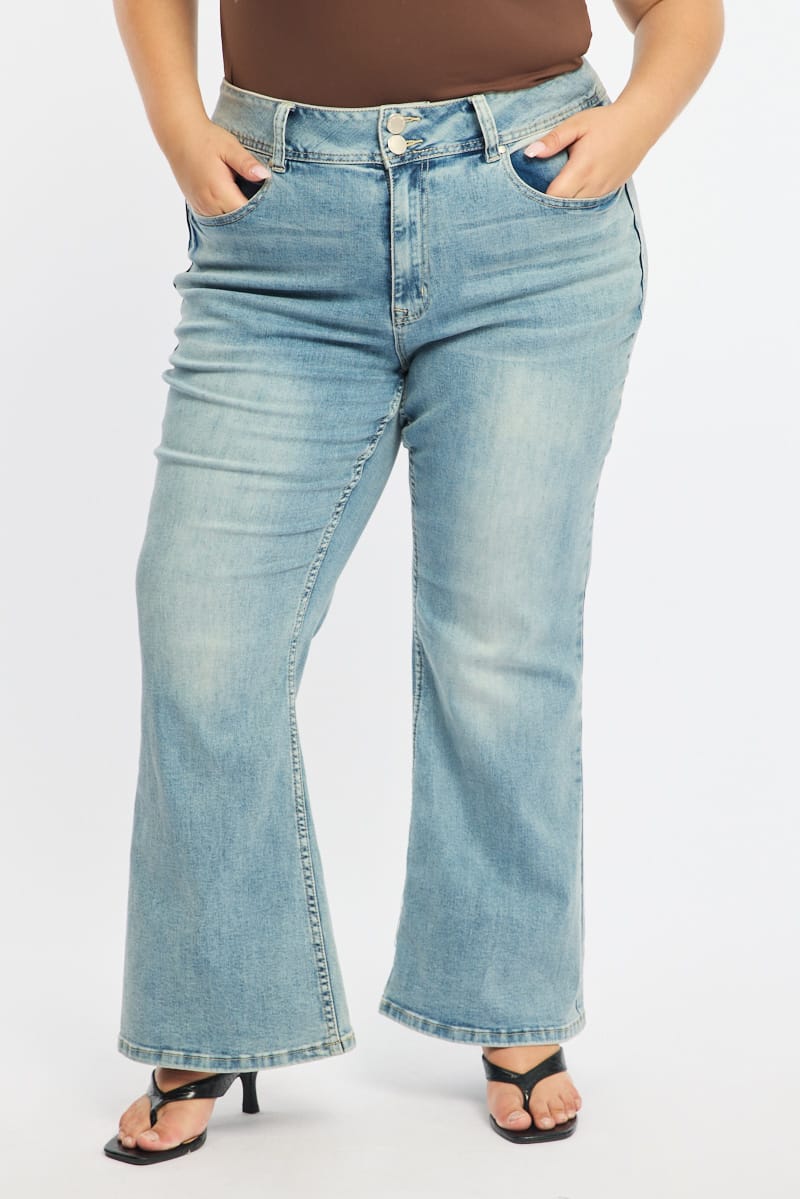 Denim Boot Cut Jeans Mid Rise for YouandAll Fashion