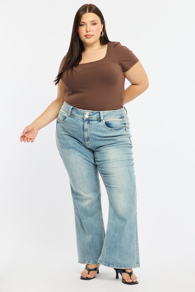 Denim Boot Cut Jeans Mid Rise for YouandAll Fashion