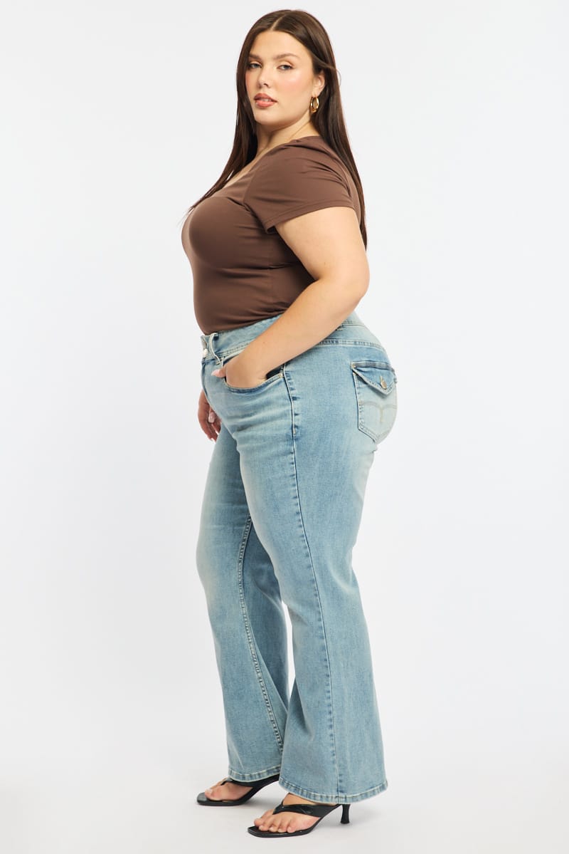 Denim Boot Cut Jeans Mid Rise for YouandAll Fashion
