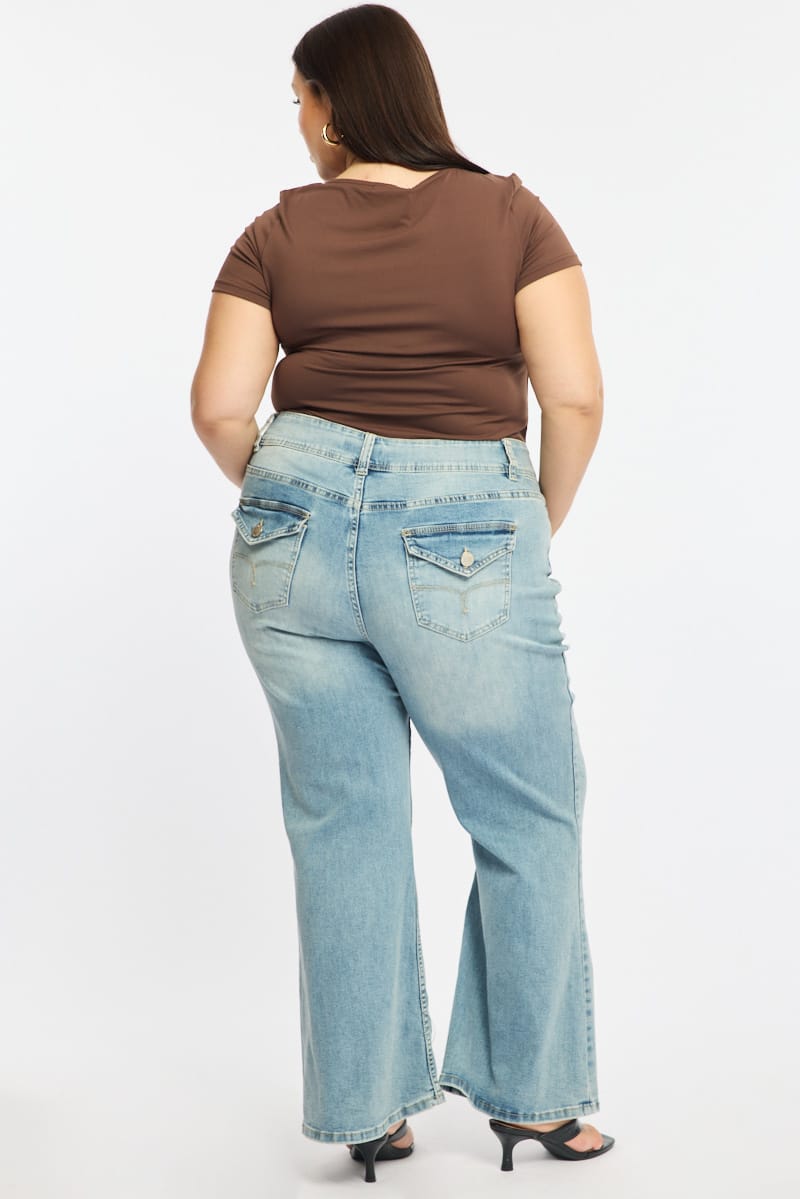 Denim Boot Cut Jeans Mid Rise for YouandAll Fashion